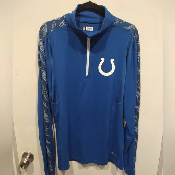 NFL Indianapolis Colts Football Fan 1/4 Zip Pullover Jacket Men's Sz M-Zubaz - Picture 1 of 6